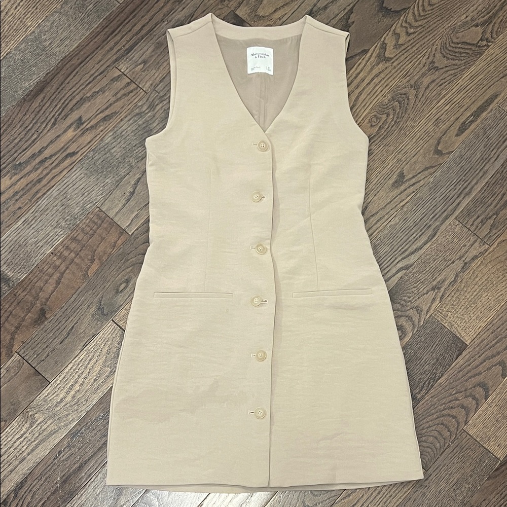 Abercrombie & Fitch Beige Button-Down Mini Dress